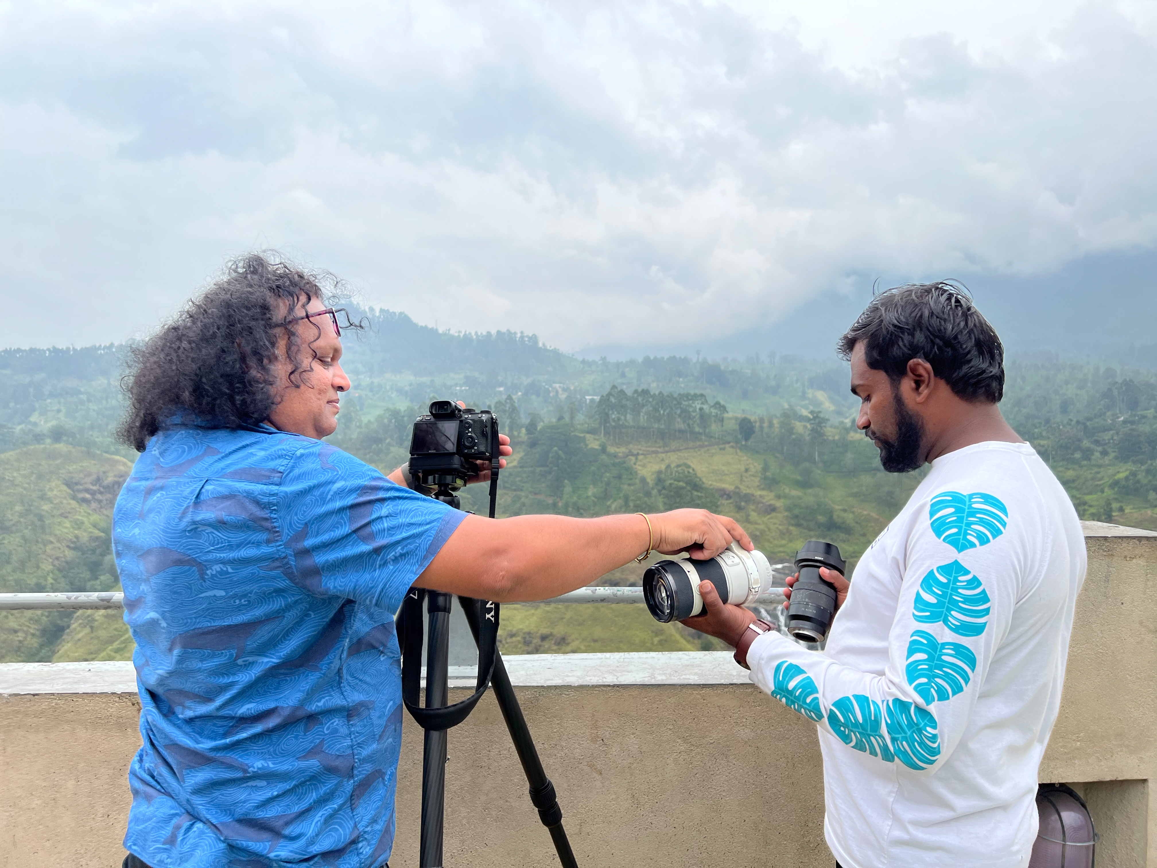 Working with client on set